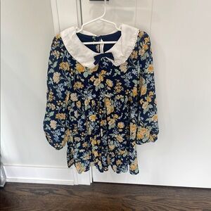 Janie and Jack Floral Dress - Navy and Yellow
